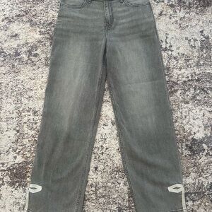 Abercrombie kids Light Grey High-Rise Wide Leg Jeans